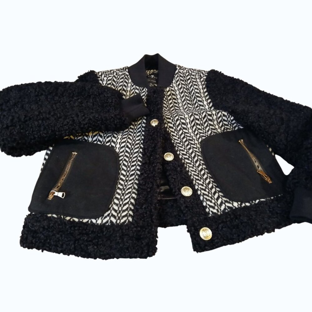 7 FOR ALL MANKIND Tweed Sherpa Bomber Jacket - Like New - Picture 4 of 15